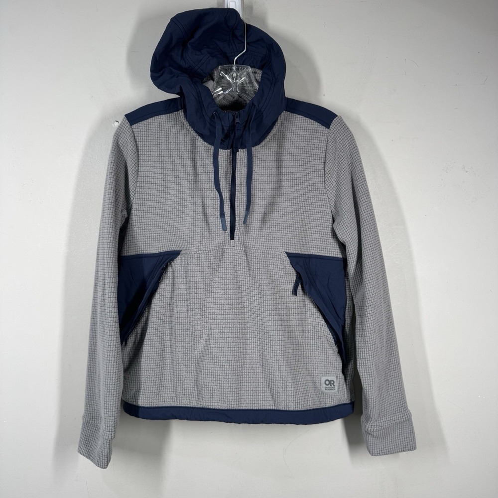 Outdoor Research Trail Mix Fleece 1/4 Zip Pullover Hoodie Womens Sz XS Gray Blue